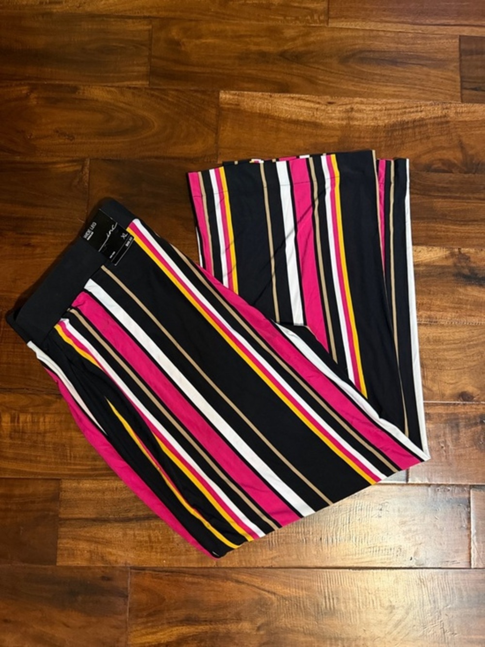 INC International Concepts Black, Pink & White Striped Skirt